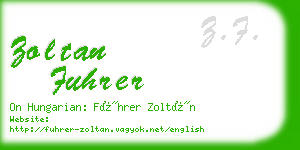 zoltan fuhrer business card
